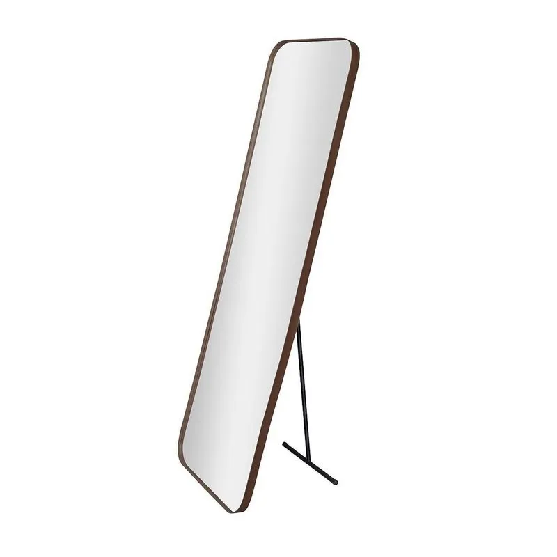 Espelho Orgânico Retangular 36x146cm Com Suporte De Chão Decorativo Sala Banheiro Quarto Café