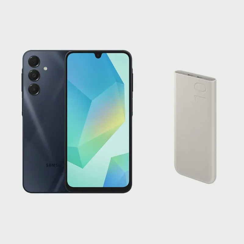 Celular Samsung A16 5G 256GB - Azul Escuro + Bateria Carregador Portátil 2x usb-c, 10000mAh, Super Rápida 25W - Bege