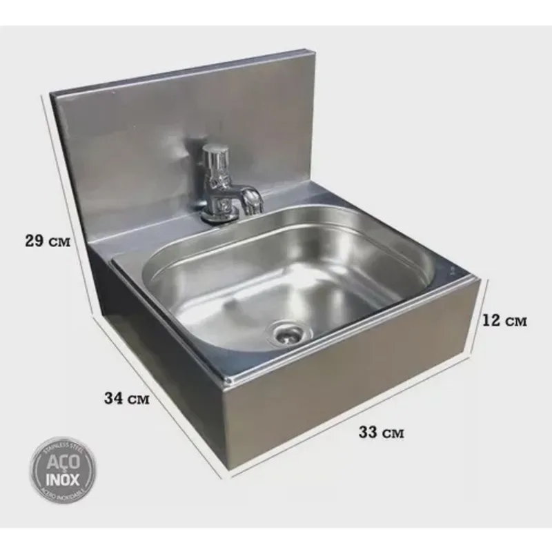 Lavatório Banheiro Pia c/ Torneira/Válvula Higiênico Inox