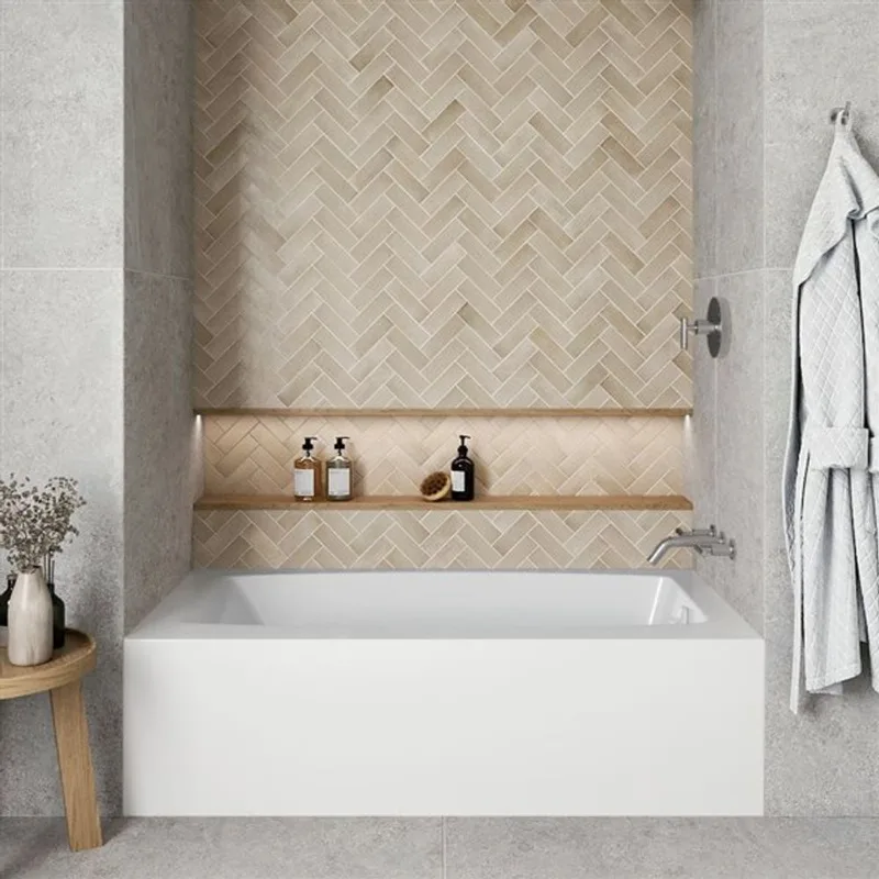 Streamline 42-gal. 60 x 30-in Glossy White Acrylic Right-Hand Drain Alcove Bathtub - External Glossy White Drain