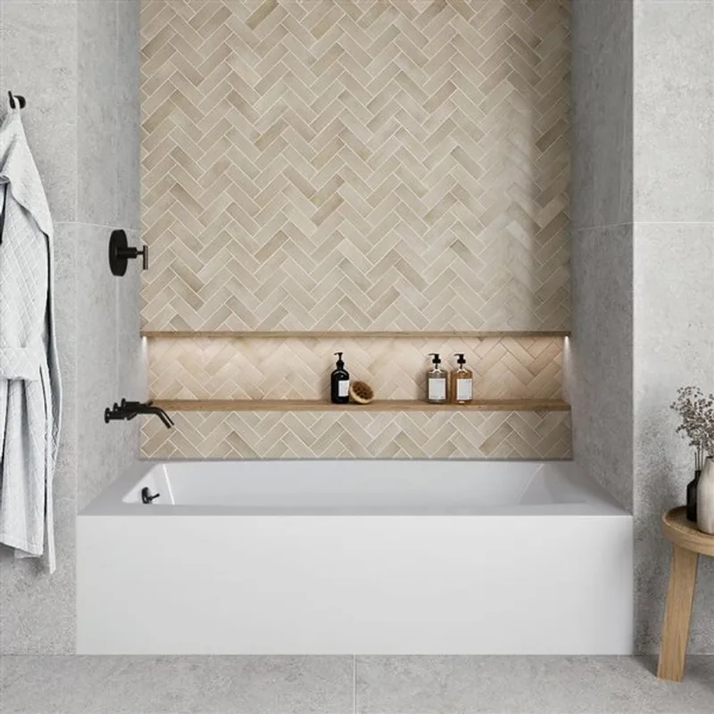 Streamline 52-gal. 66 x 32-in Glossy White Acrylic Right-Hand Drain Alcove Bathtub - External Matte Bronze Drain