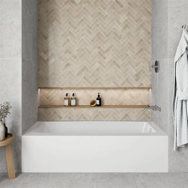 Streamline 52-gal. 66 x 32-in Glossy White Acrylic Right-Hand Drain Alcove Bathtub - External Glossy White Drain