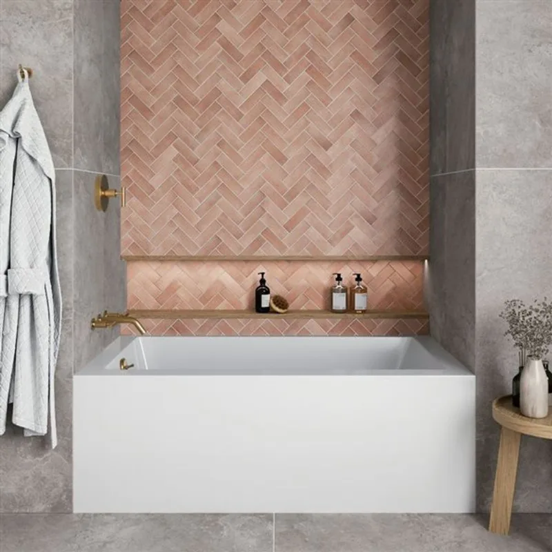 Streamline 60 x 32-in Glossy White Acrylic Left-Hand Drain Alcove Bathtub - External Brushed Gold Drain