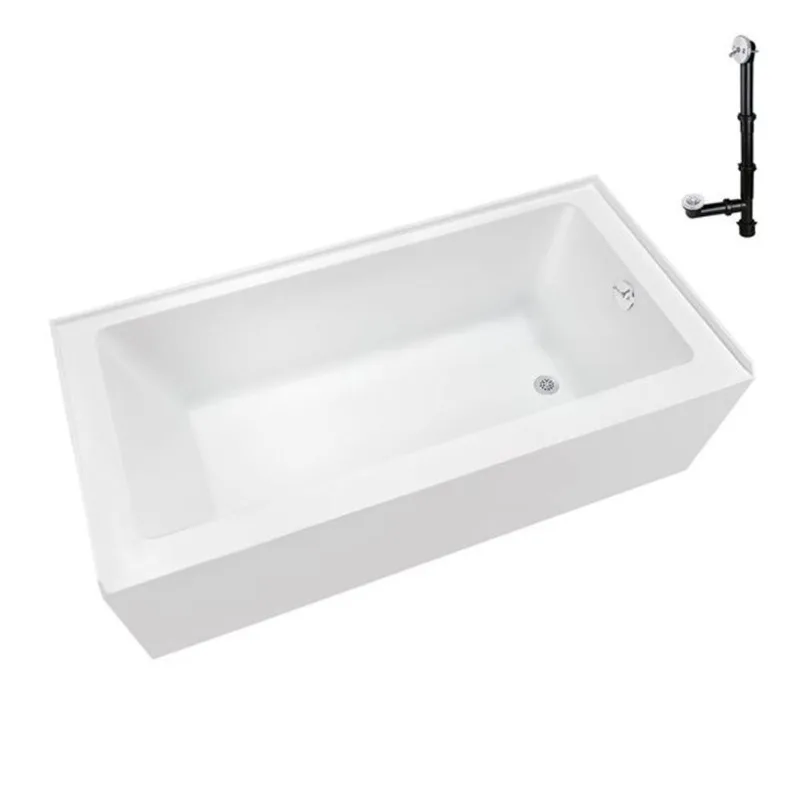 Streamline 60 x 32-in Glossy White Acrylic Right-Hand Drain Alcove Bathtub - External Glossy White Drain