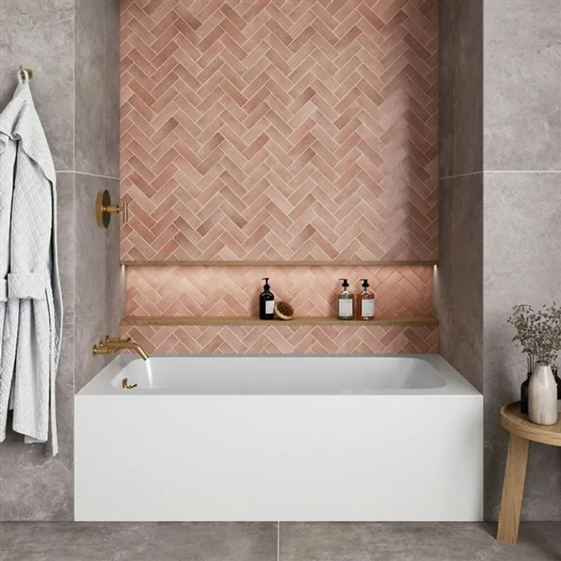 Streamline 60 x 30 x 19.3-in Glossy White Acrylic Left-Hand Drain Alcove Bathtub - External Brushed Gold Drain