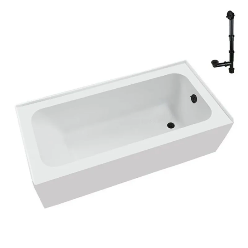 Streamline 66 x 32 x 20.3-in Glossy White Acrylic Right-Hand Drain Alcove Bathtub - External Matte Bronze Drain
