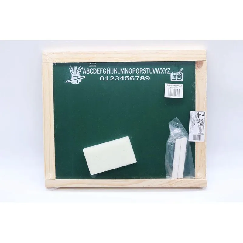 Quadro Negro Lousa Escolar Verde Apagador E Giz Branco 33cm