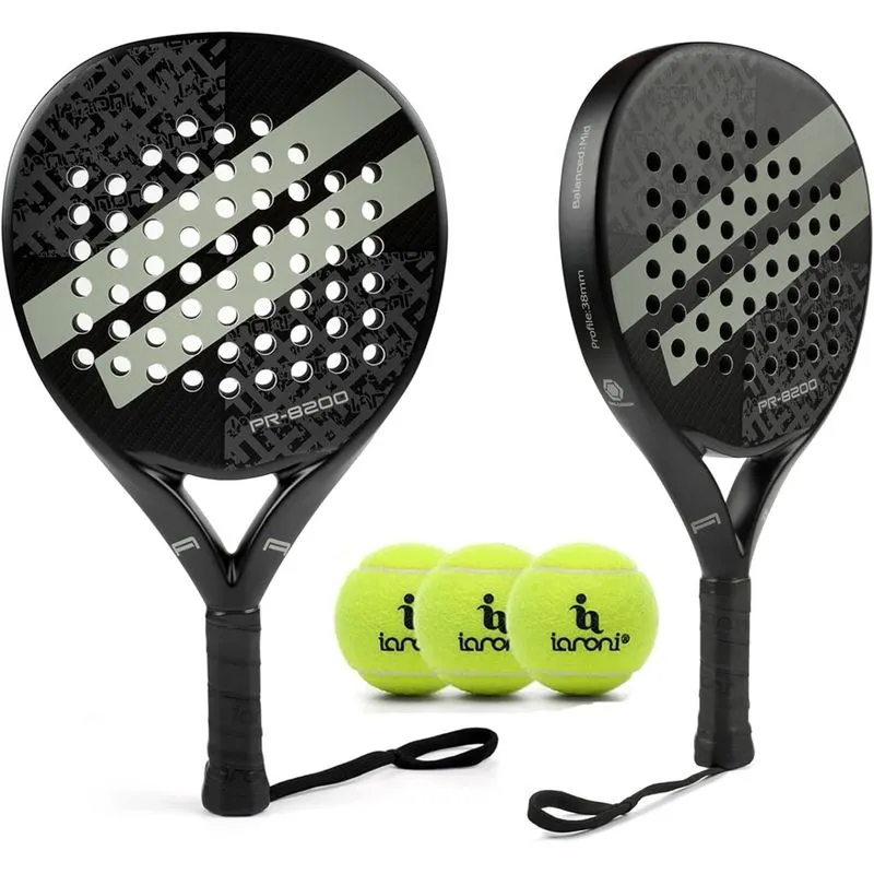 Kit Ianoni 2 Raquete Padel Fibra De Carbono Pr8200 Cinza