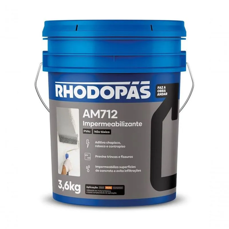 Impermeabilizante AM712 Alta Performance Pronto para Uso 3,6KG Rhodopas Impermeabilizante AM712 Alta Performance Pronto para Uso 3,6KG