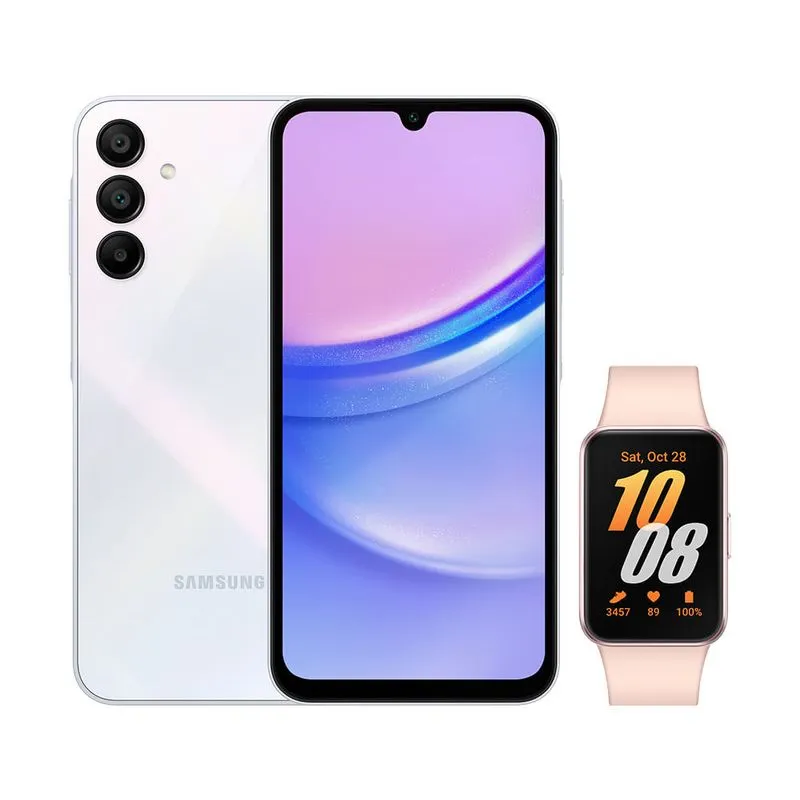 Celular Samsung A15 (256GB) - Azul Claro + Galaxy Fit3 - Rosê