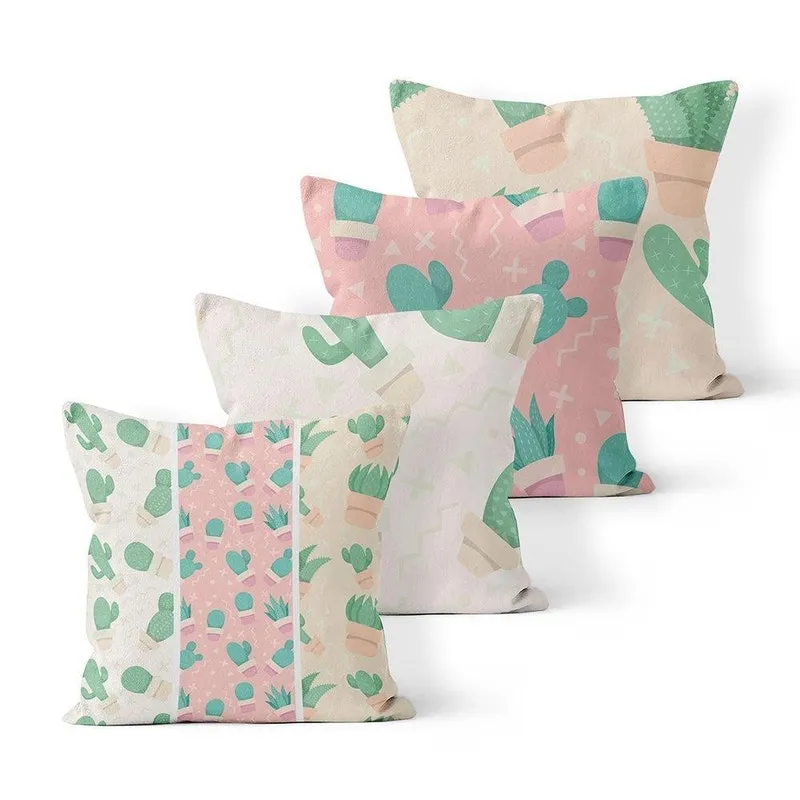 Kit 4 Capas De Almofadas Decorativas Own Cactos Diversos