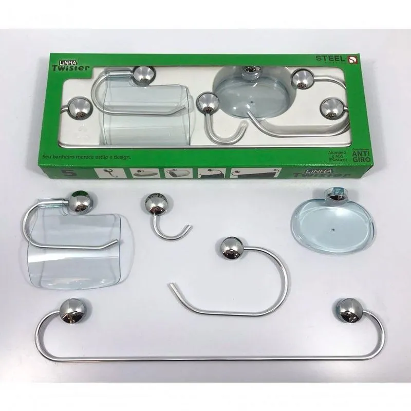 10 Kits Acessórios Banheiro Alumínio E Abs Twister