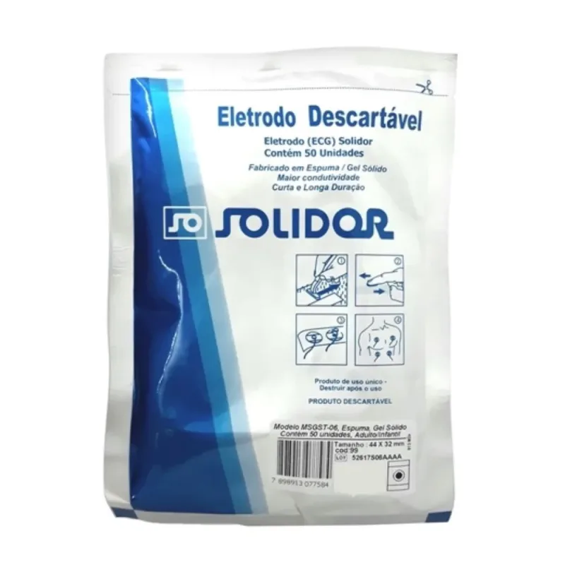 Eletrodo ECG Adulto/Infantil (C/50) - Solidor
