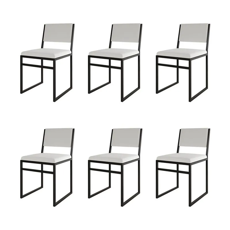 Kit 6 Cadeiras De Jantar Industrial Isa Assento Corino Branco