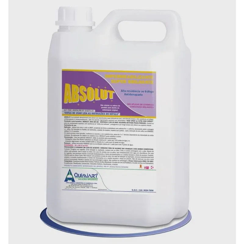 Absolut - cera impermeabilizante 2 em 1 - super brilhante - quimiart - 5 litro