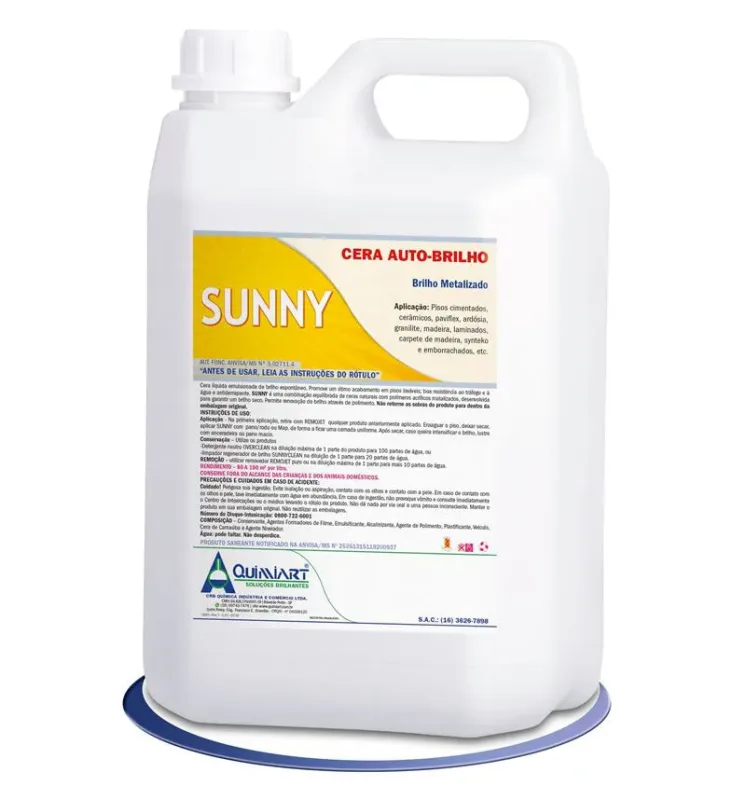 SUNNY - CERA AUTO BRILHO PARA PISOS LAVÁVEIS - QUIMIART - 5 LITROS - Vila Clean | Loja de Produtos de Limpeza