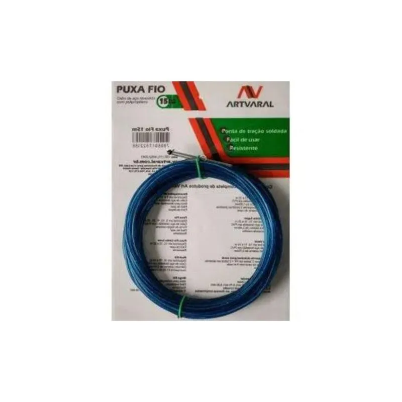 Passa-Fio Nylon 15 Metros Com Fita Aço Reforçado Azul Artvaral