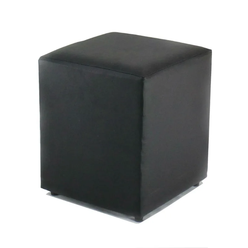 Puff Quadrado Courino Preto