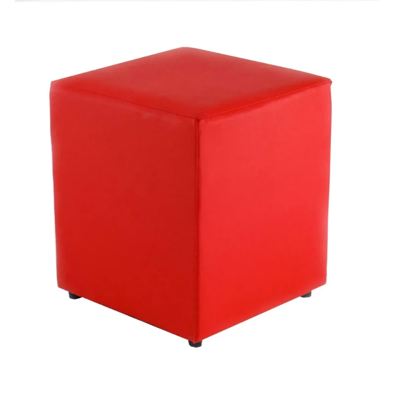 Puff Quadrado Courino Vermelho