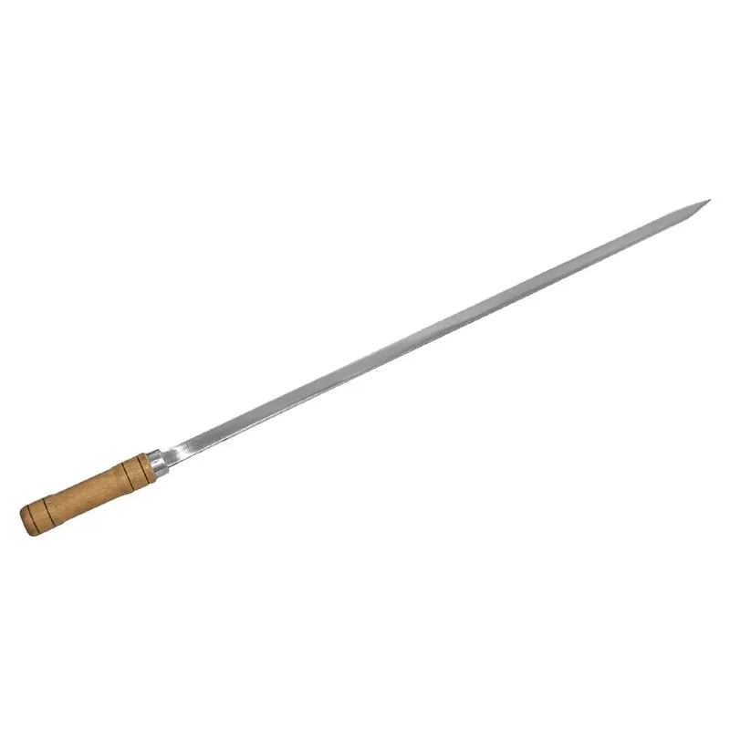 Espeto Inox Maciço 2x90cm Cabo De Madeira Papaléguas 151