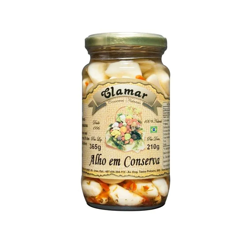 Alho em Conserva Clamar Com 365g e 100% Natural Especial!