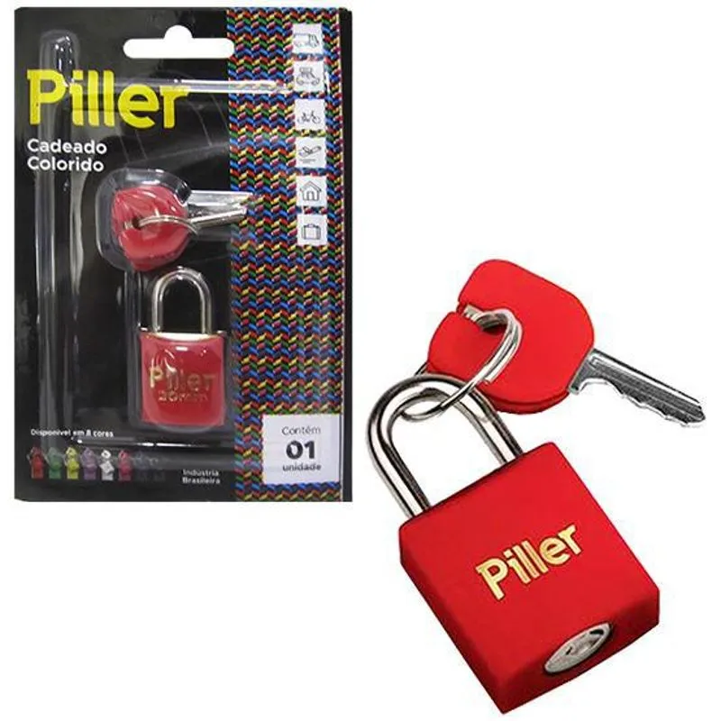 Cadeado 20mm Revestido Vermelho Na Cartela
