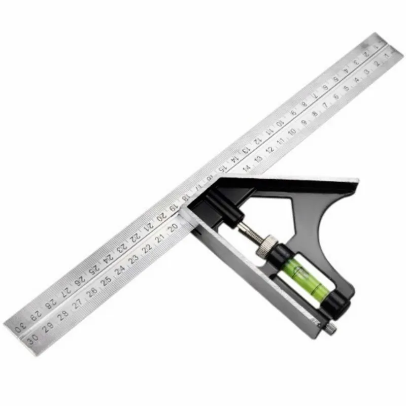 Esquadro Com Nível 30cm Inox Riscador Embutido Lotus