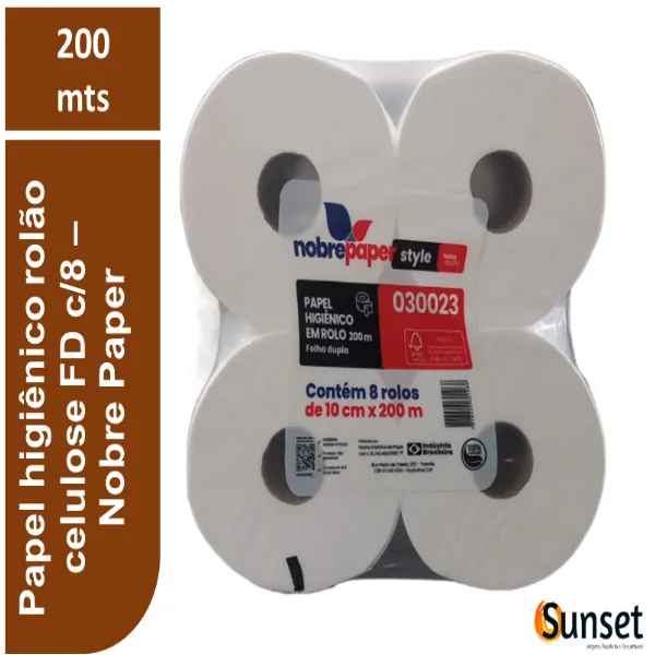 Papel higiênico rolão celulose folha dupla 8x200m Style - Nobre Paper