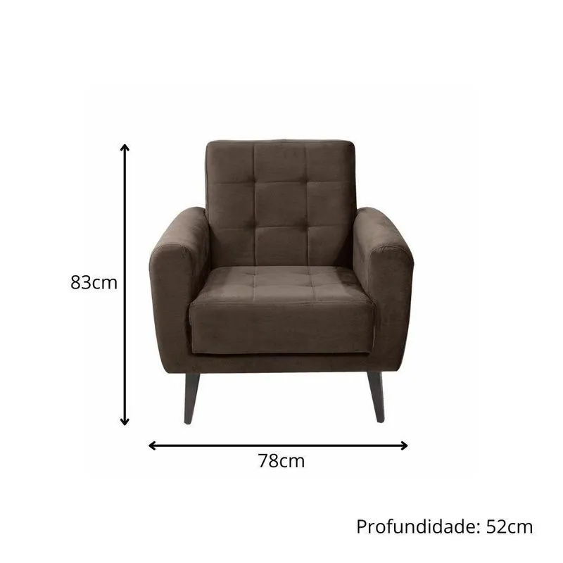 Poltrona Matrix Lívia Revestimento Suede com Pés de Madeira
