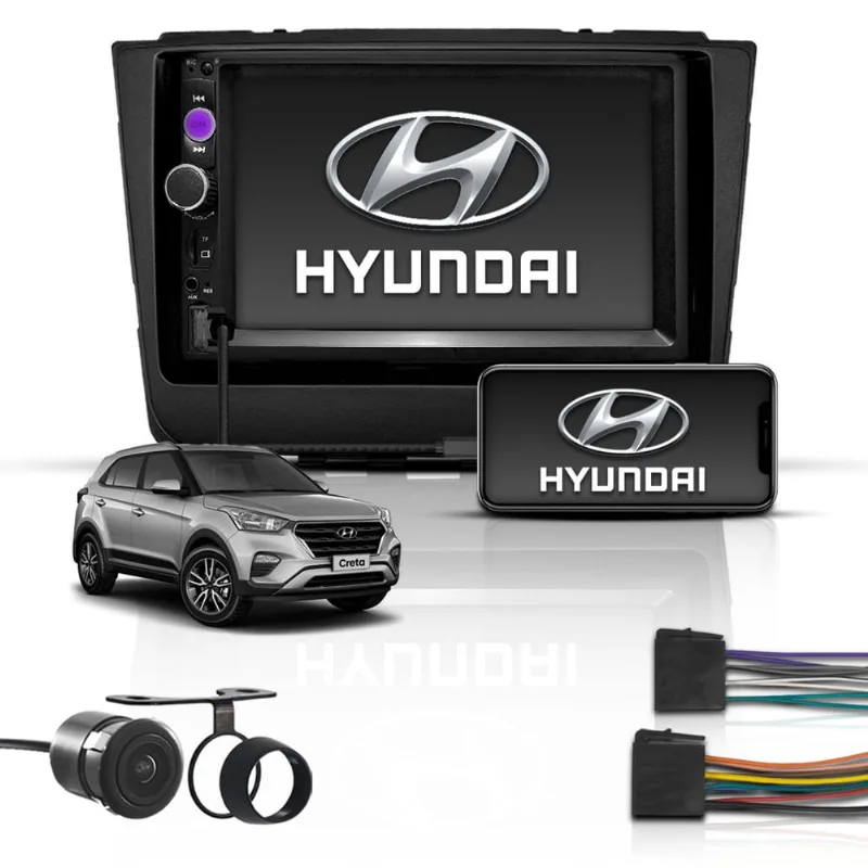 Kit Multimídia Mp5 2Din 7 Bt Espelha Hyundai Creta até 2021