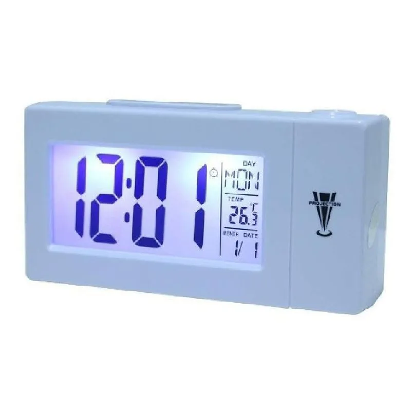 Relógio Projetor De Teto Com Despertador Digital 618 Branco