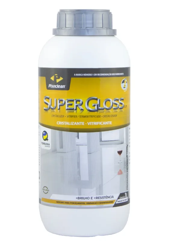 SUPERGLOSS LP - CRISTALIZANTE PARA PROMOÇÃO DE BRILHO E RESISTÊNCIA - PISOCLEAN - 1 LITRO - Vila Clean | Loja de Produtos de Limpeza