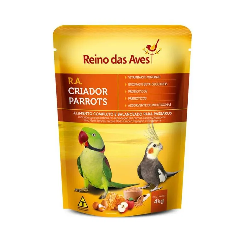 Ração Reino Das Aves Farinhada Criador Parrots Para Pássaros - 4kg