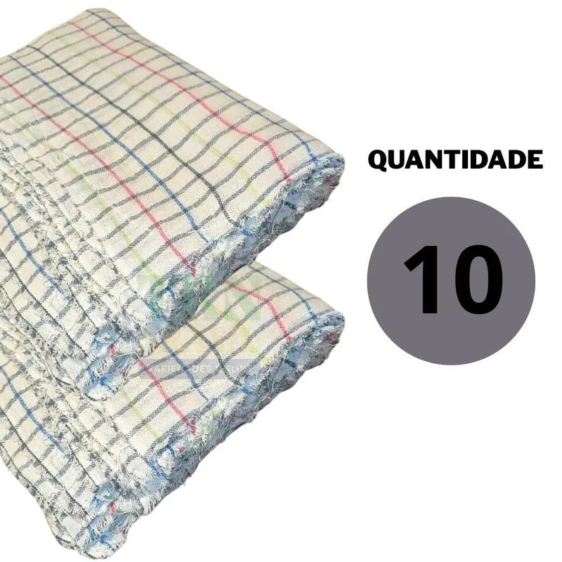 Kit Até 10 Panos Chão Listrado Grande 65x43cm Alta Absorção