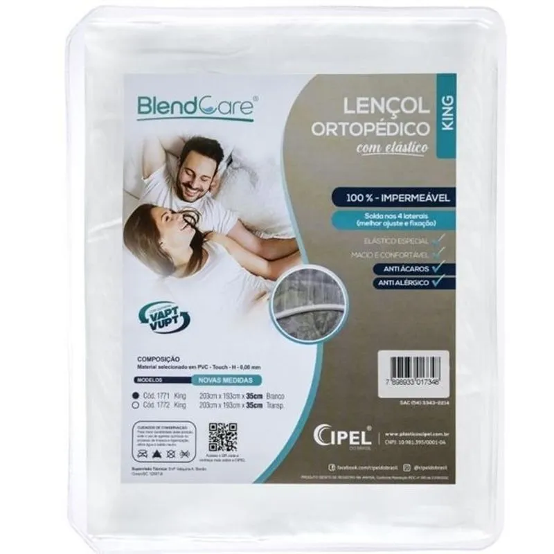 Lençol Impermeável Capa Protetor com Elástico King Cipel Branco