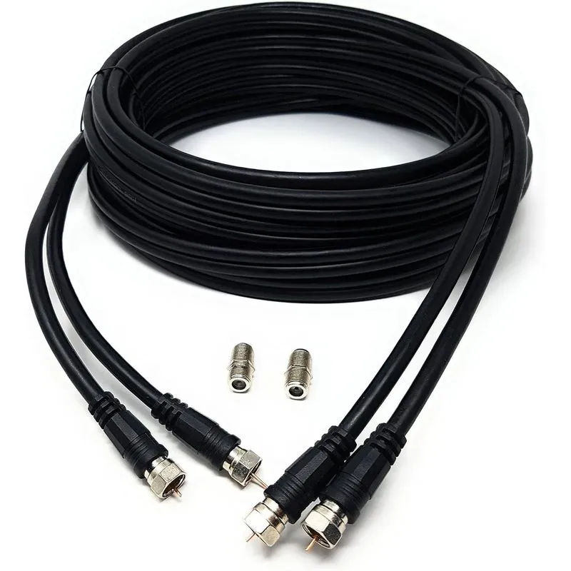 Cabo Rg6 Preto 10 Metros Para Antena Tv Montado
