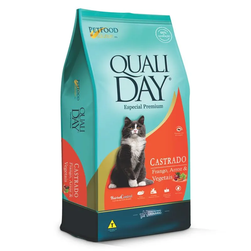 Ração Qualiday Gatos Adultos Castrados Frango 3 kg