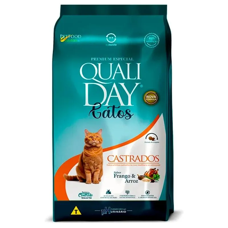 Ração Qualiday Gato Adulto Castrados Frango 10,1kg (MP)