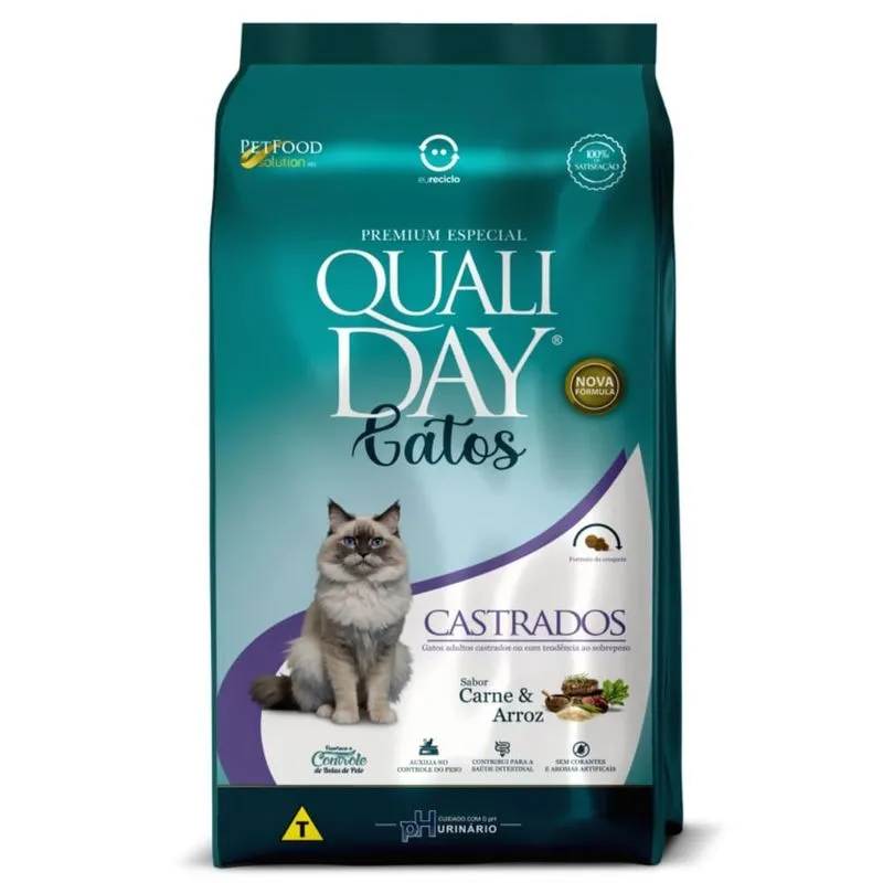 Ração Qualiday Gato Adulto Castrados Carne 1kg (MP)