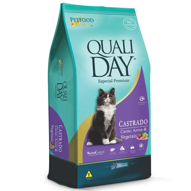 Ração Qualiday Gatos Adultos Castrados Carne 3 kg