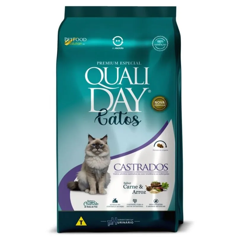 Ração Qualiday Gato Adulto Castrados Carne 10,1kg (MP)