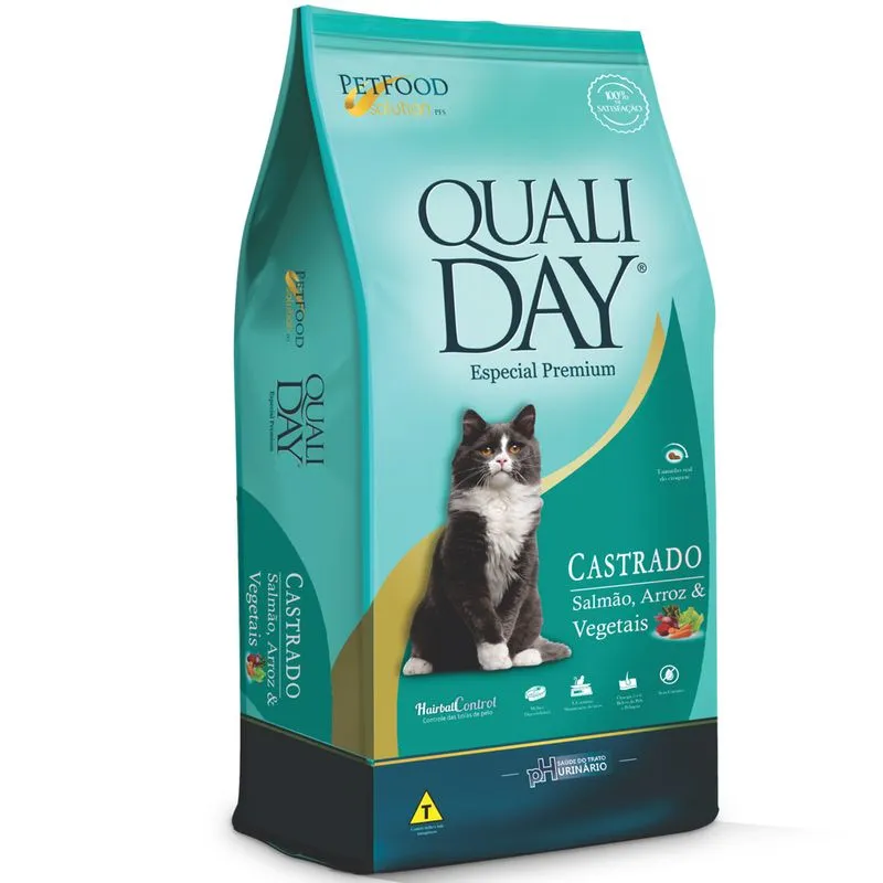 Ração Qualiday Gatos Adultos Castrados Salmão 20 kg