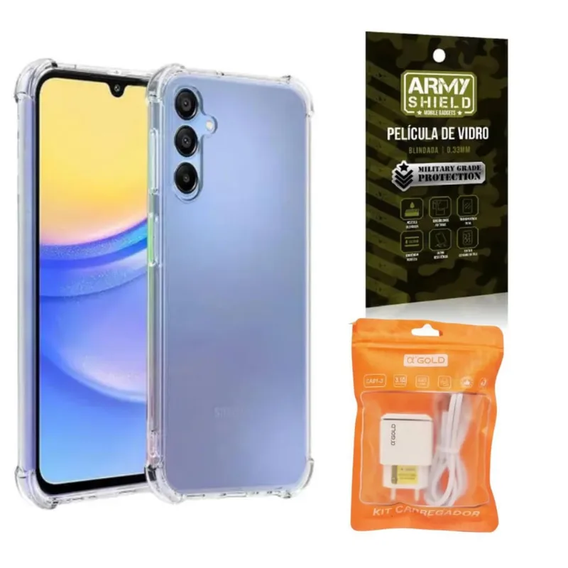 Kit Capinha Para Galaxy A35 + Carregador Turbo + Pelicula 3D