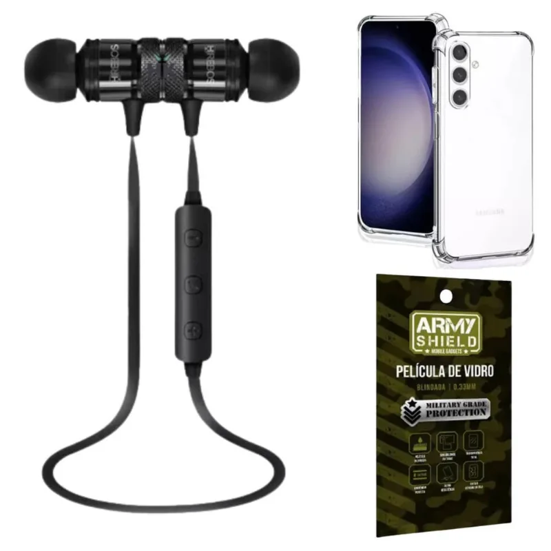 Kit Capinha Antishock Galaxy A15 + Fone Bluetooth Bass Hs-514