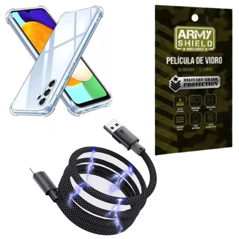 Capinha Para Galaxy M15 + Cabo Tipo-C Magnético + Pel