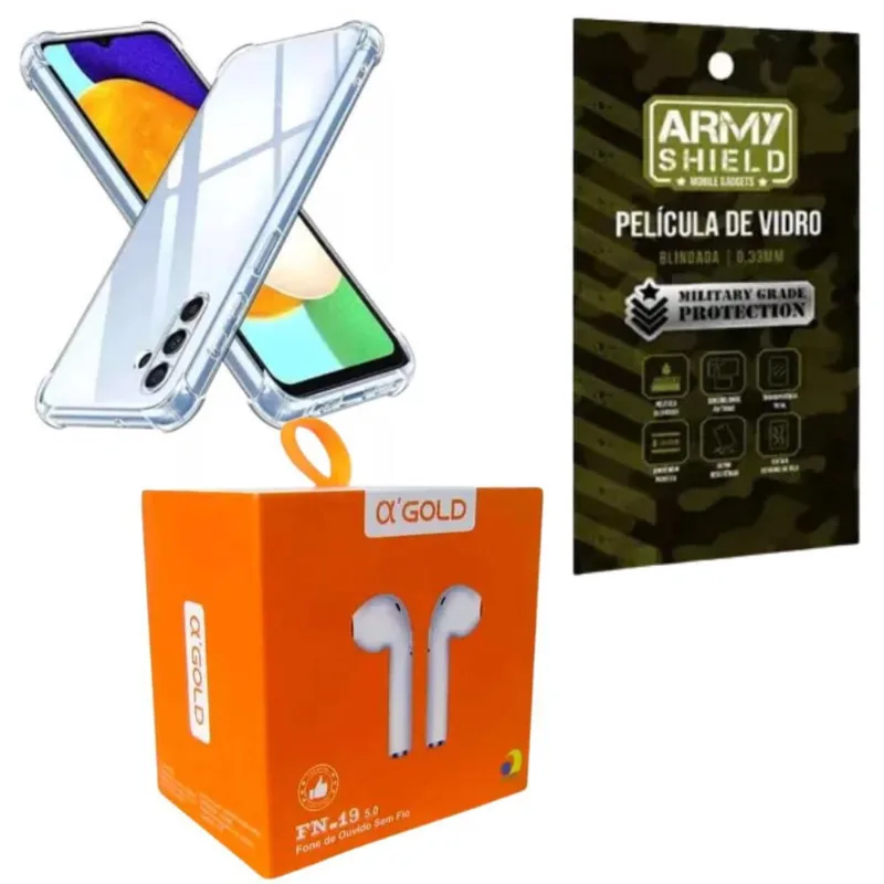 Capinha Para Galaxy A15 + Fone Bluetooth + Pelicula