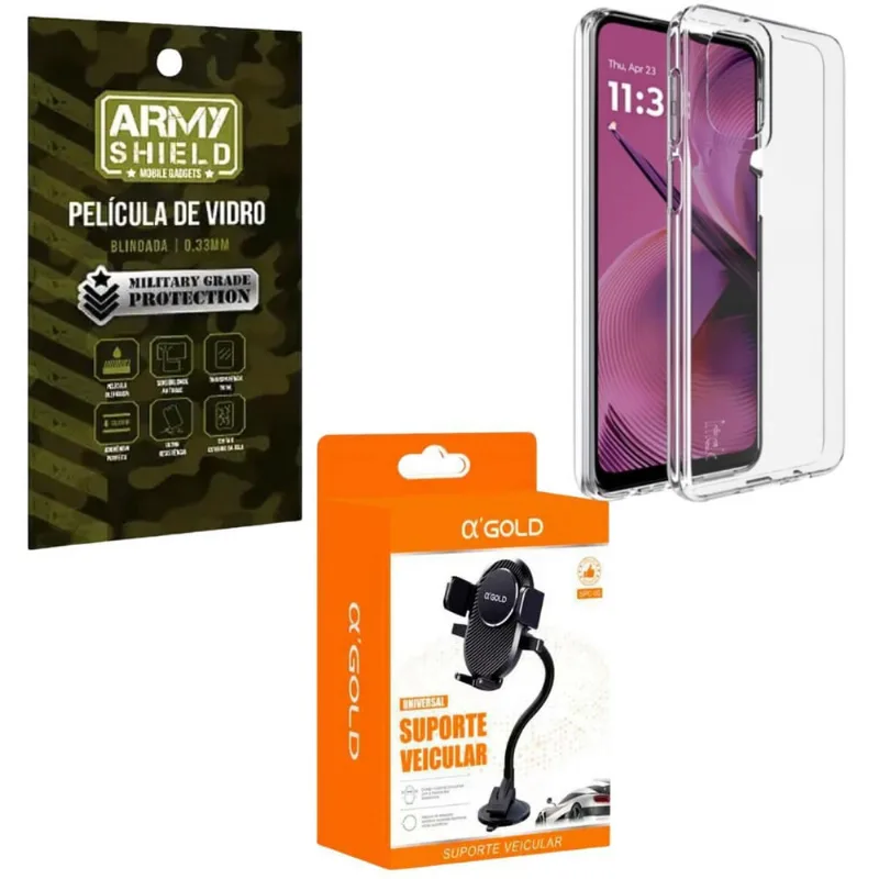 Capinha Transparente Para Moto G75 + Suporte Ventosa + Pel