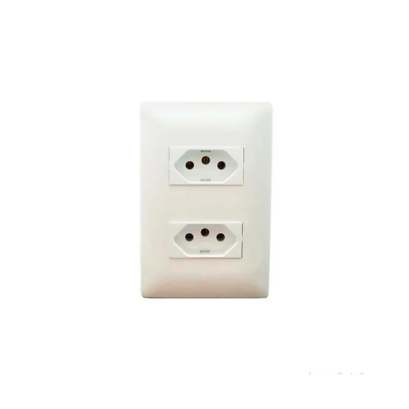 Placa 4x2 tomada dupla 10A branca ON