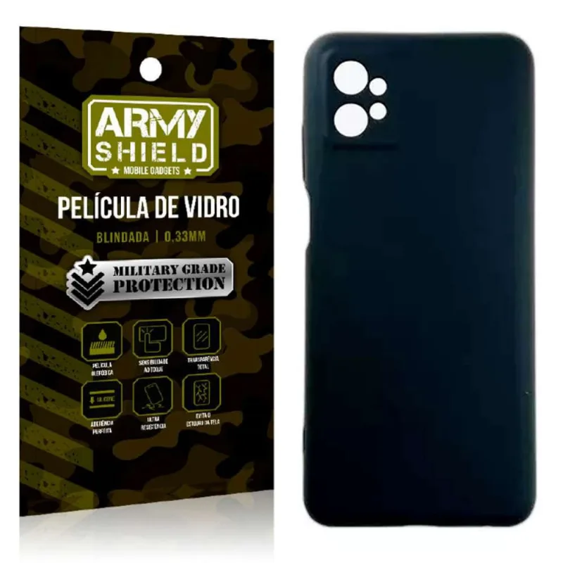 Capa Capinha Preta Moto G32 + Película de Vidro 3D
