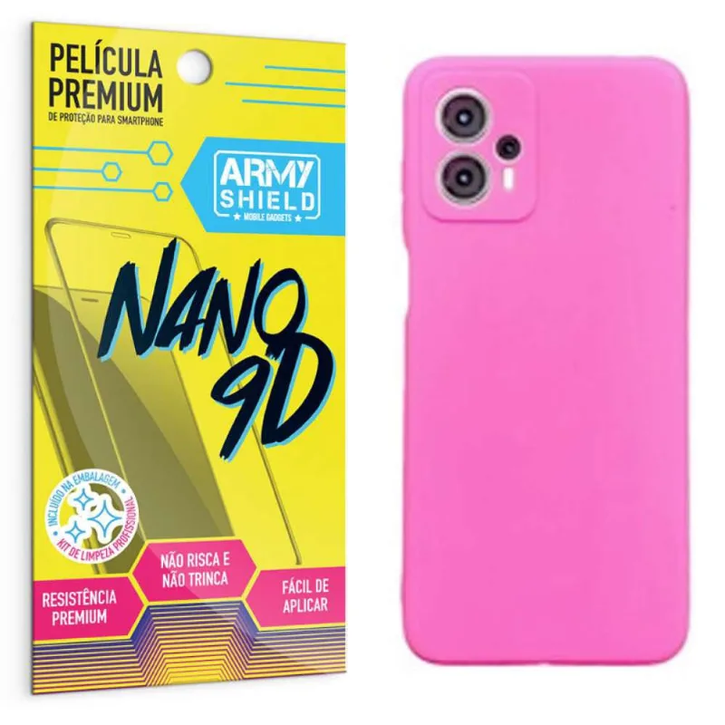 Capa Capinha Pink Moto G23 + Película Nano Cerâmica 9D